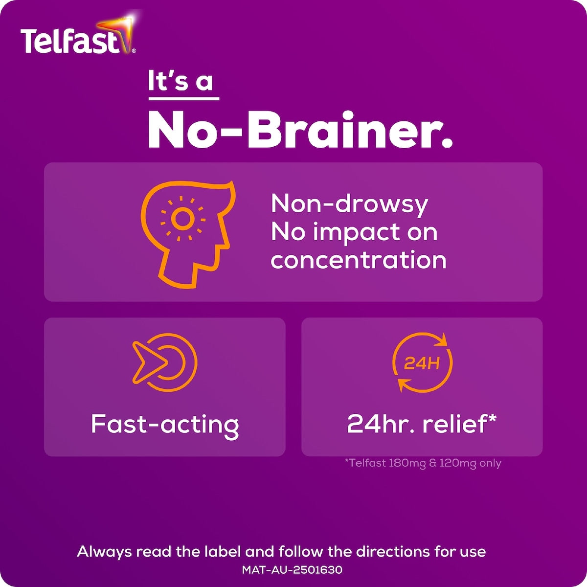 Telfast Hayfever Allergy Relief 180mg Antihistamine Tablets 5 Pack