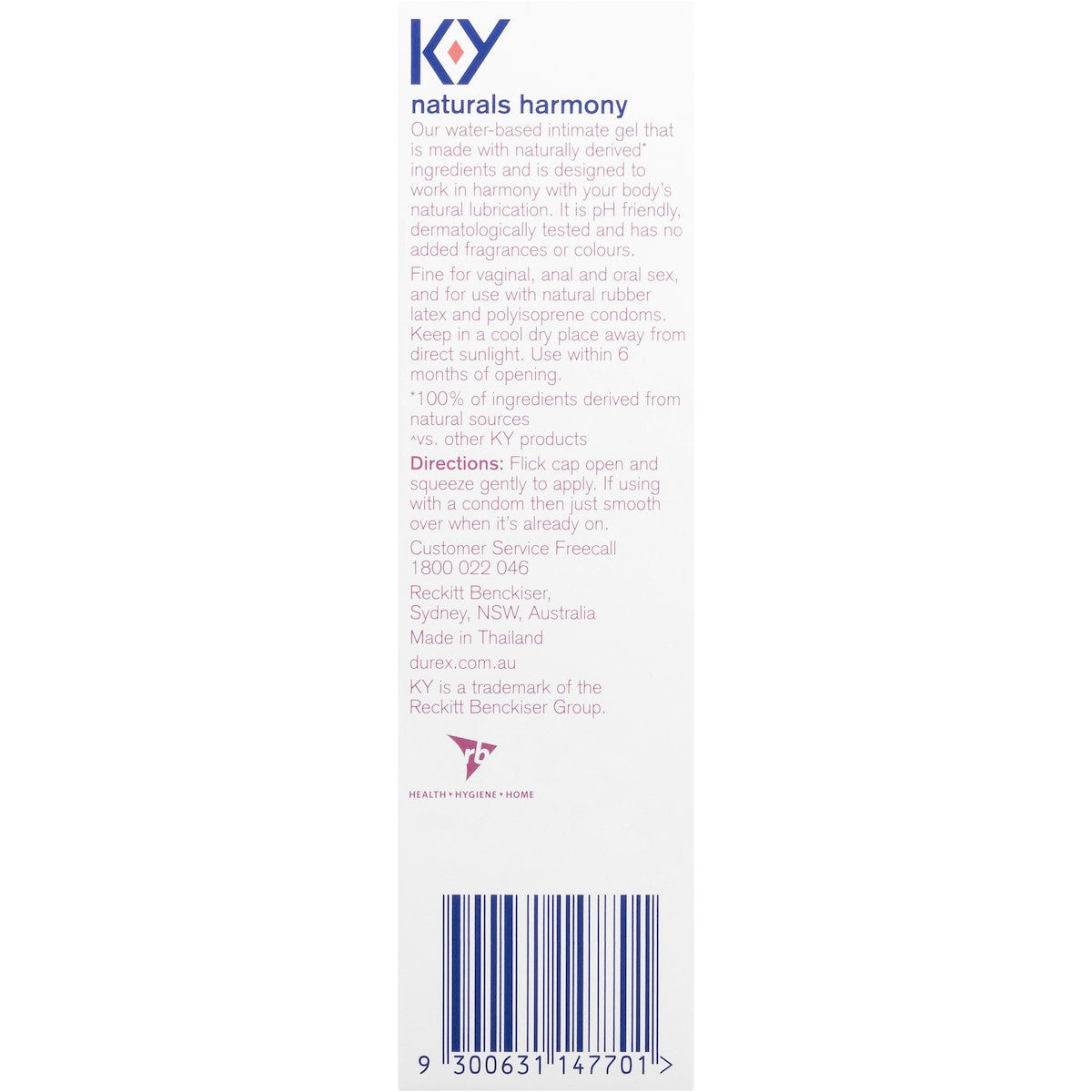 Durex Ky Naturals Harmony Intimate Lubricant For Use With Condoms 100g
