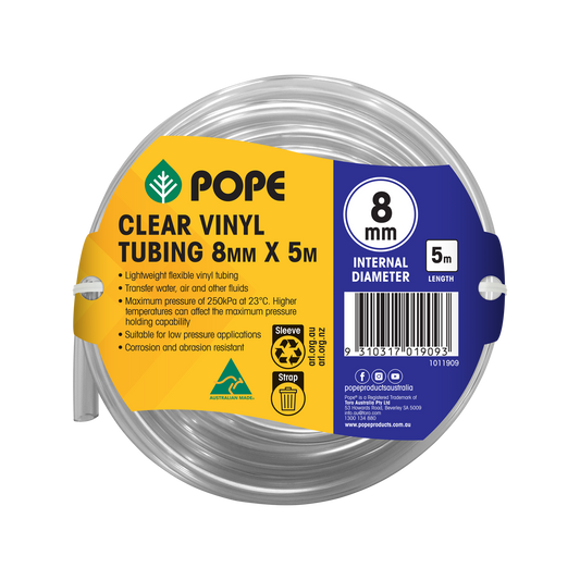 Pope Clear Vinyl Tubing - 8mm x 5m