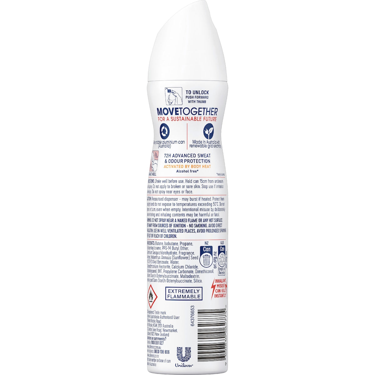 Rexona Women Advanced 72hr Deodorant Aerosol Watermelon 220ml