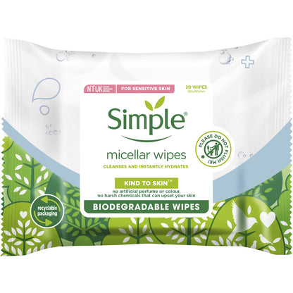Simple Micellar Wipes Water Boost 20 Pack
