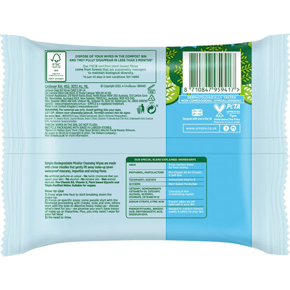 Simple Micellar Wipes Water Boost 20 Pack