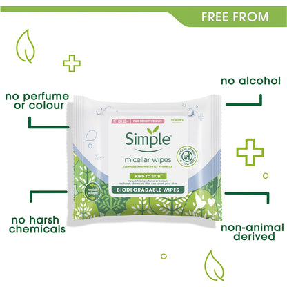 Simple Micellar Wipes Water Boost 20 Pack