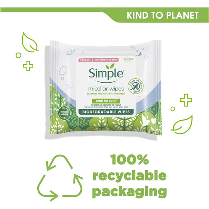 Simple Micellar Wipes Water Boost 20 Pack