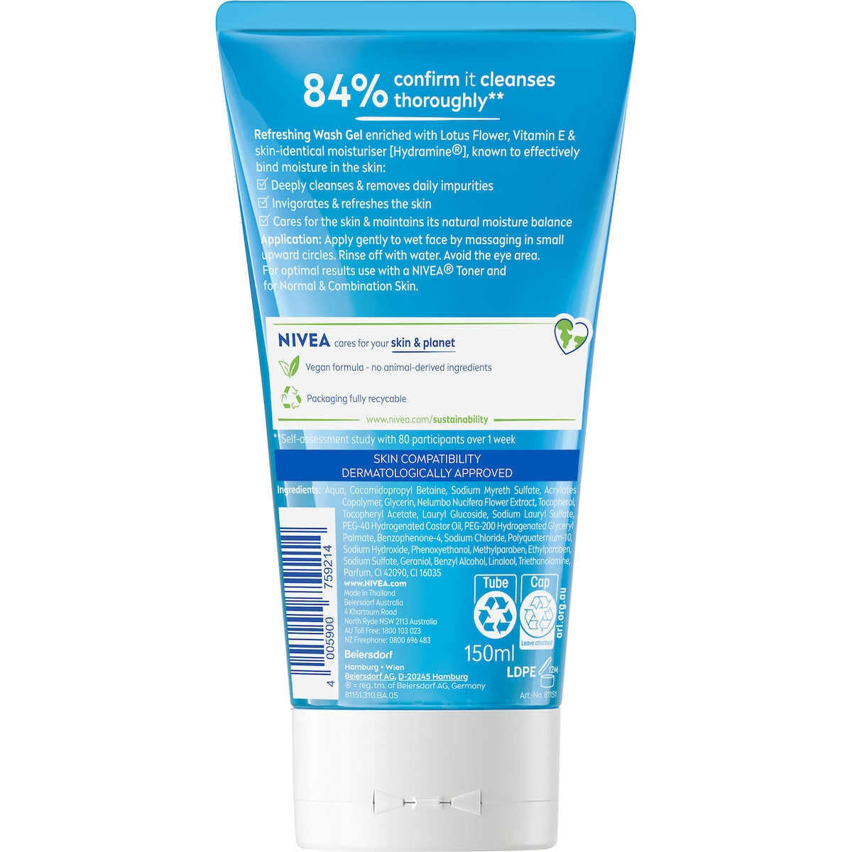 Nivea Refreshing Face Wash Gel Cleanser With Lotus Flower 150ml