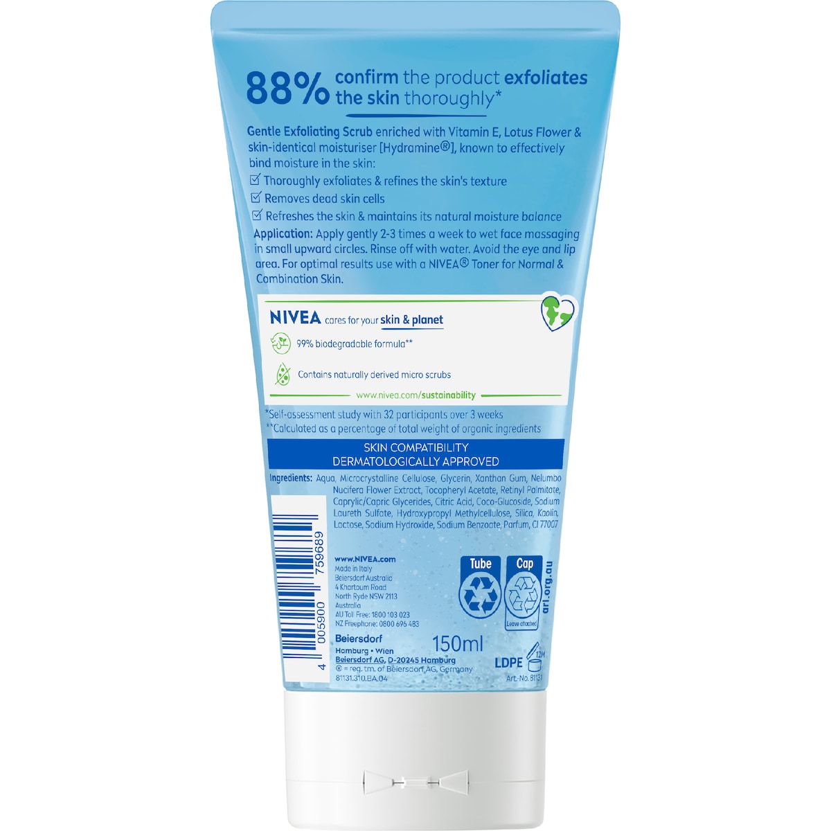 Nivea Gentle Exfoliating Face Scrub For Normal & Combination Skin 150ml