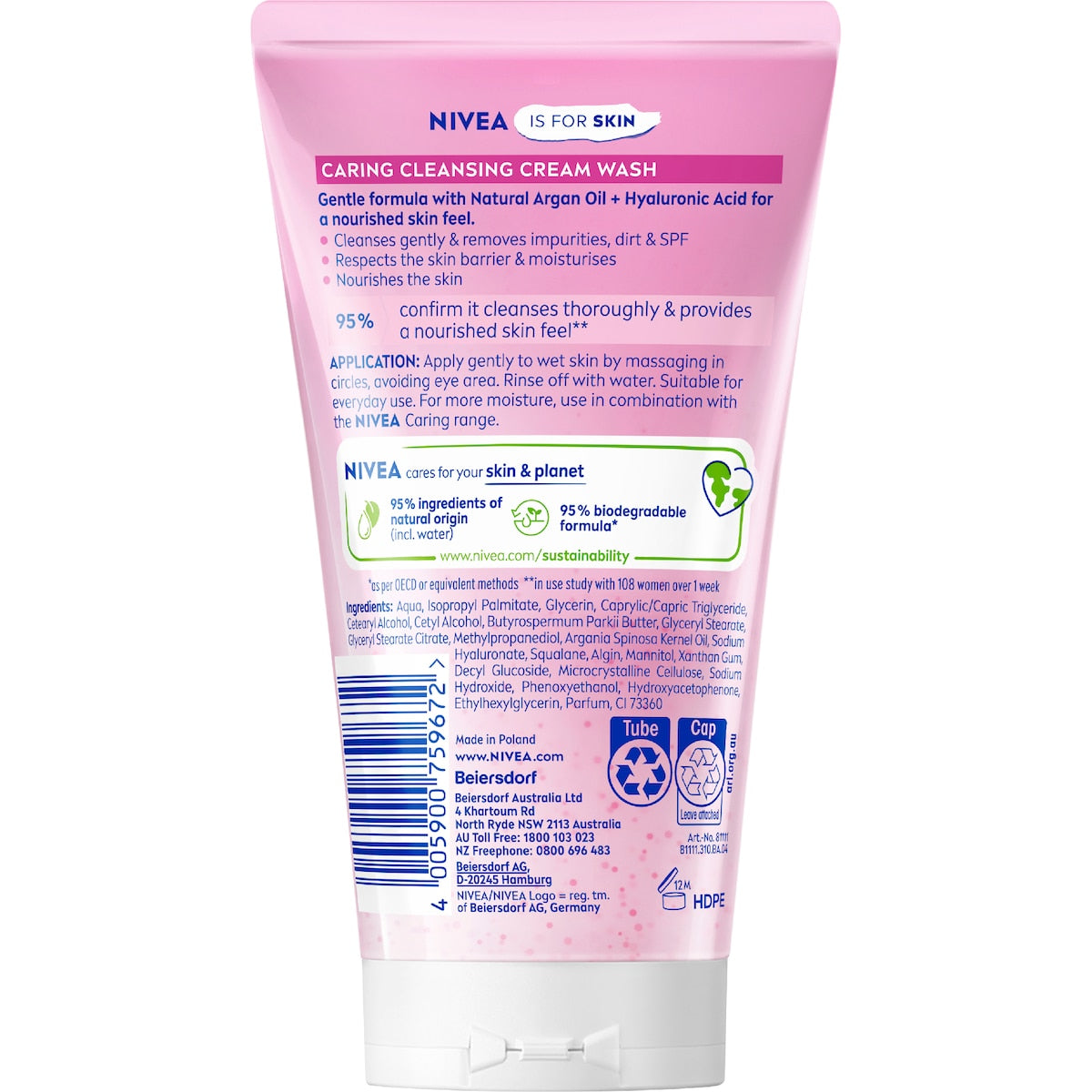 Nivea Caring Cleansing Cream Face Wash Dry & Sensitive Skin 150ml