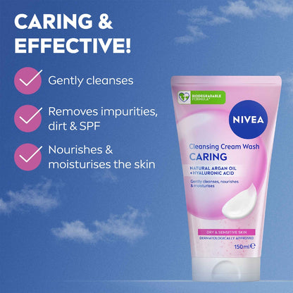 Nivea Caring Cleansing Cream Face Wash Dry & Sensitive Skin 150ml