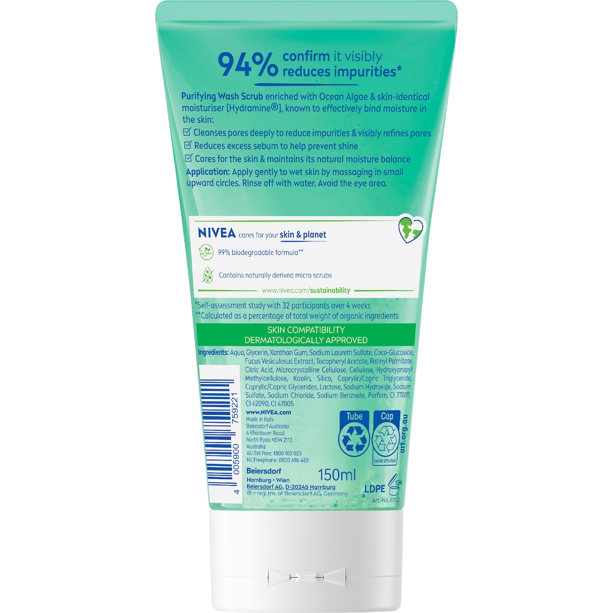 Nivea Purifying Face Wash Scrub For Oily & Combination Skin 150ml