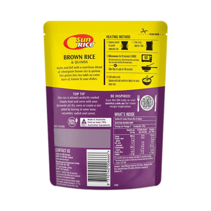Sunrice Microwave Brown Rice And Quinoa Pouch - 250g