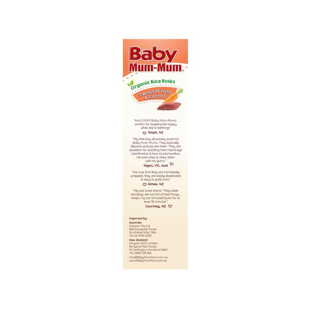 Baby Mum Mum Organic Sweet Potato & Carrot Rice Rusks - 36g