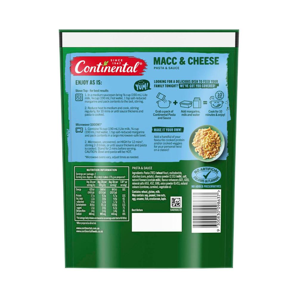 Continental Pasta & Sauce Macaroni Cheese - 80g