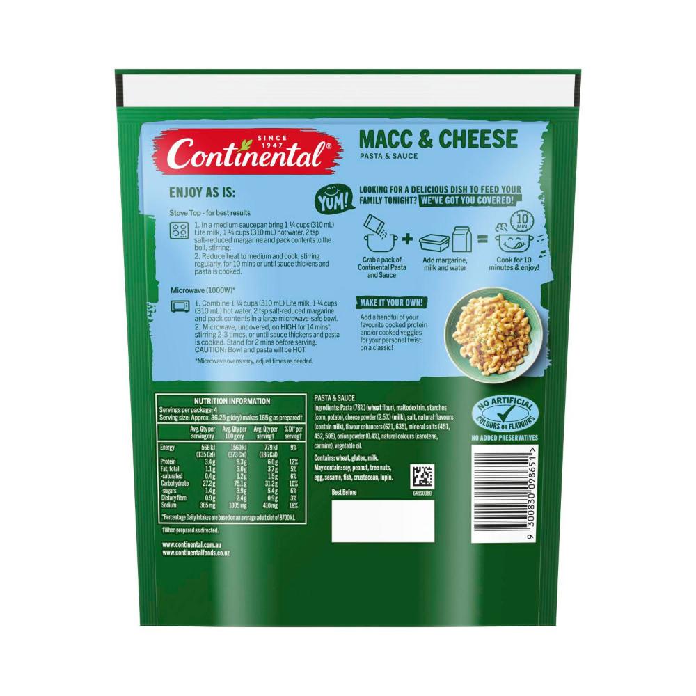 Continental Pasta & Sauce Macaroni Cheese - 145g