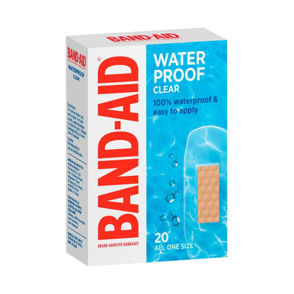 Band Aid Waterproof Regular Clear Strips - 20 Pack