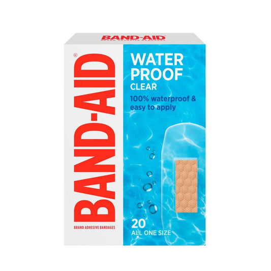 Band Aid Waterproof Regular Clear Strips - 20 Pack