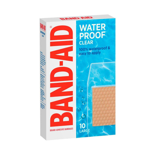 Band Aid Waterproof Large Clear Strips - 10 Pack