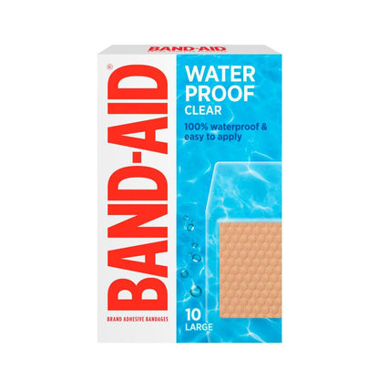 Band Aid Waterproof Large Clear Strips - 10 Pack