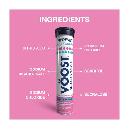 Voost Effervescent Hydrate Sugar Free Raspberry Tablets - 20 Pack