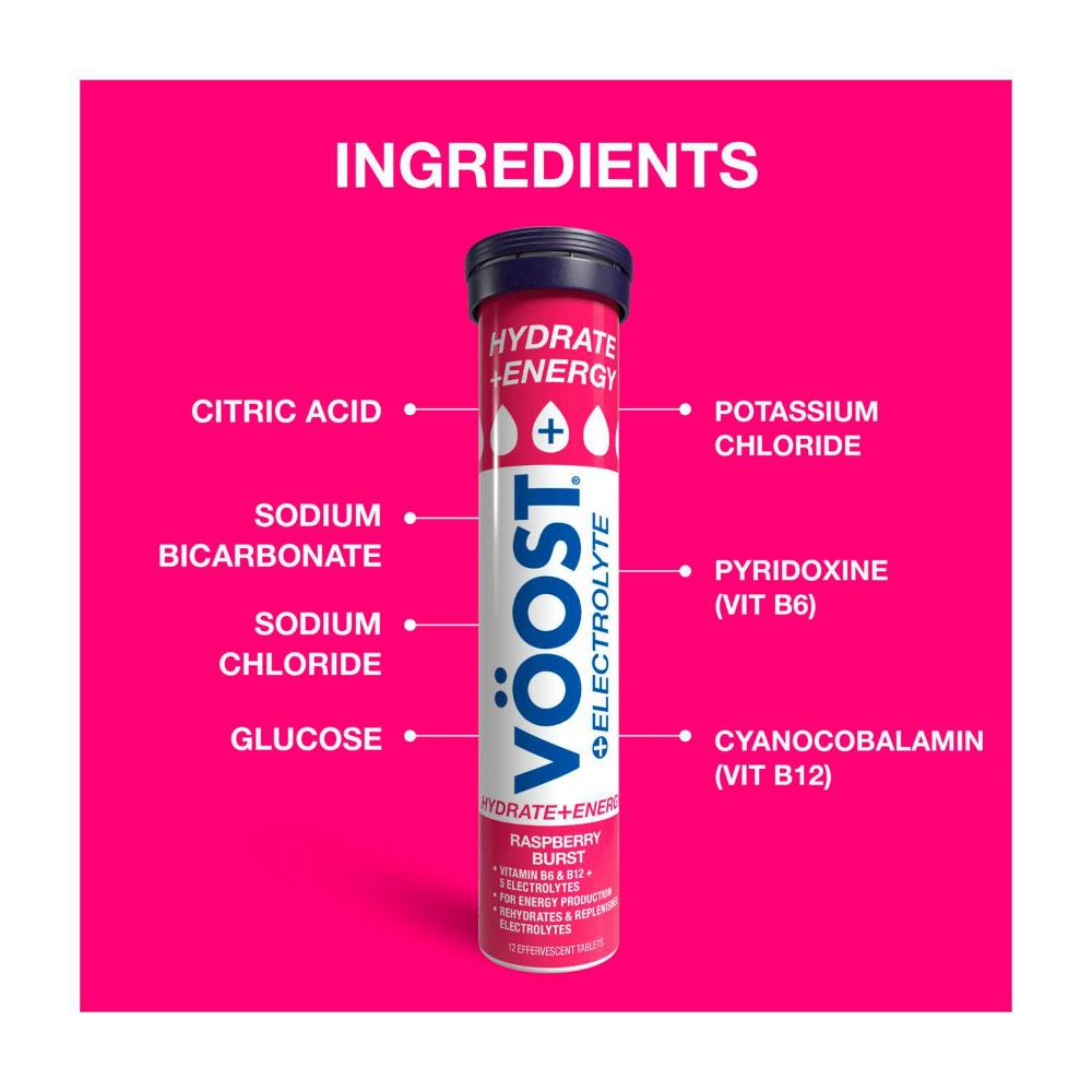 Voost Effervescent Hydrate + Energy Raspberry - 12 Pack