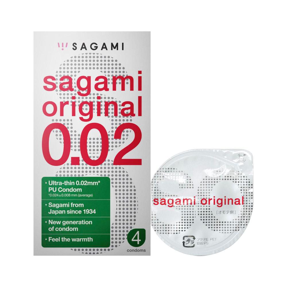 Sagami Original 0.02 Extra Thin Pu Condoms - 4 Pack