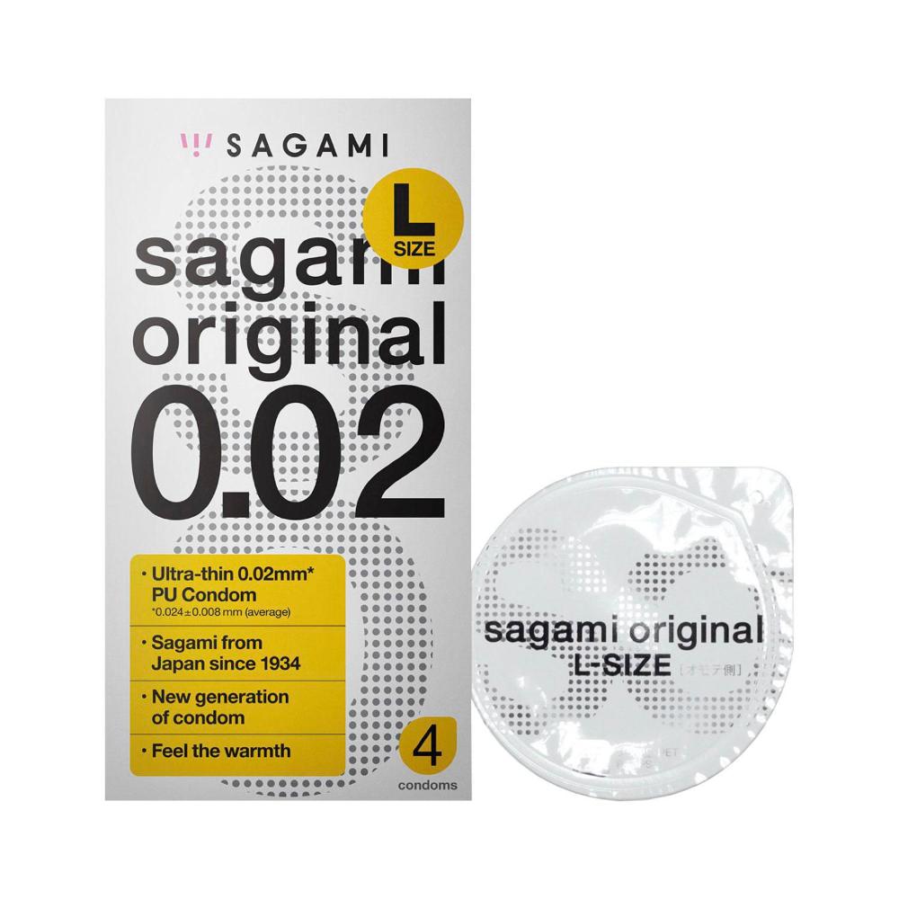 Sagami Original 0.02 L-size Extra Thin Pu Condoms - 4 Pack