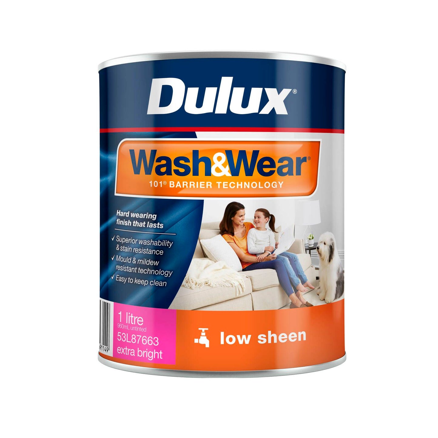 Dulux Interior Paint Wash Wear Low Sheen - 1L - Extra Bright