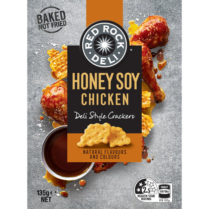 Red Rock Deli Biscuit Crackers Share Pack Honey Soy & Chicken 135g