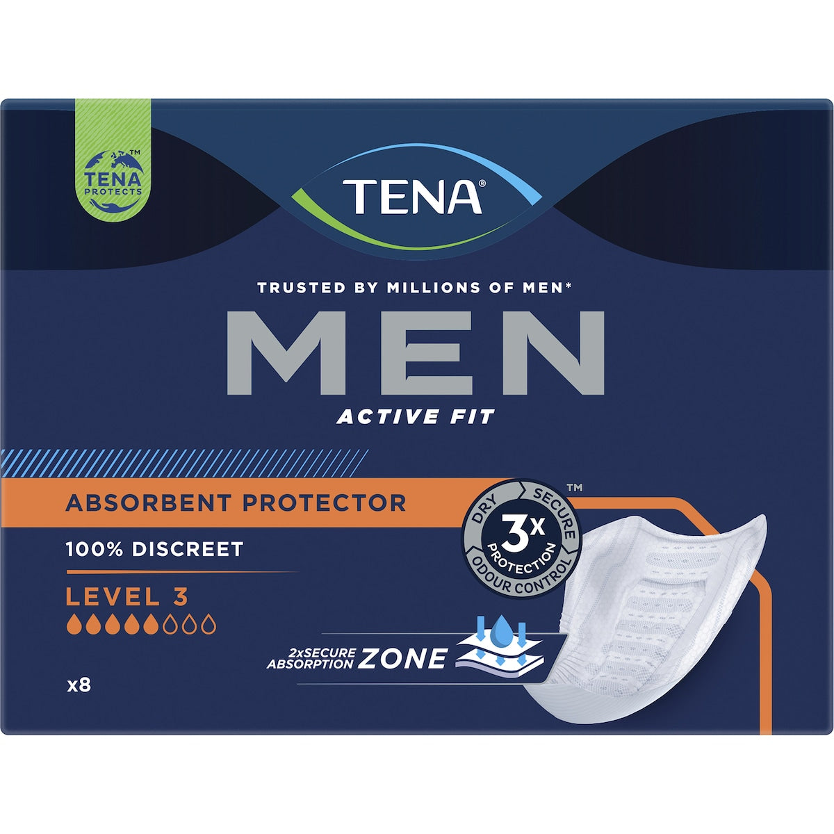 Tena Men Active Fit Absorbent Protector Level 3 Super 8 Pack
