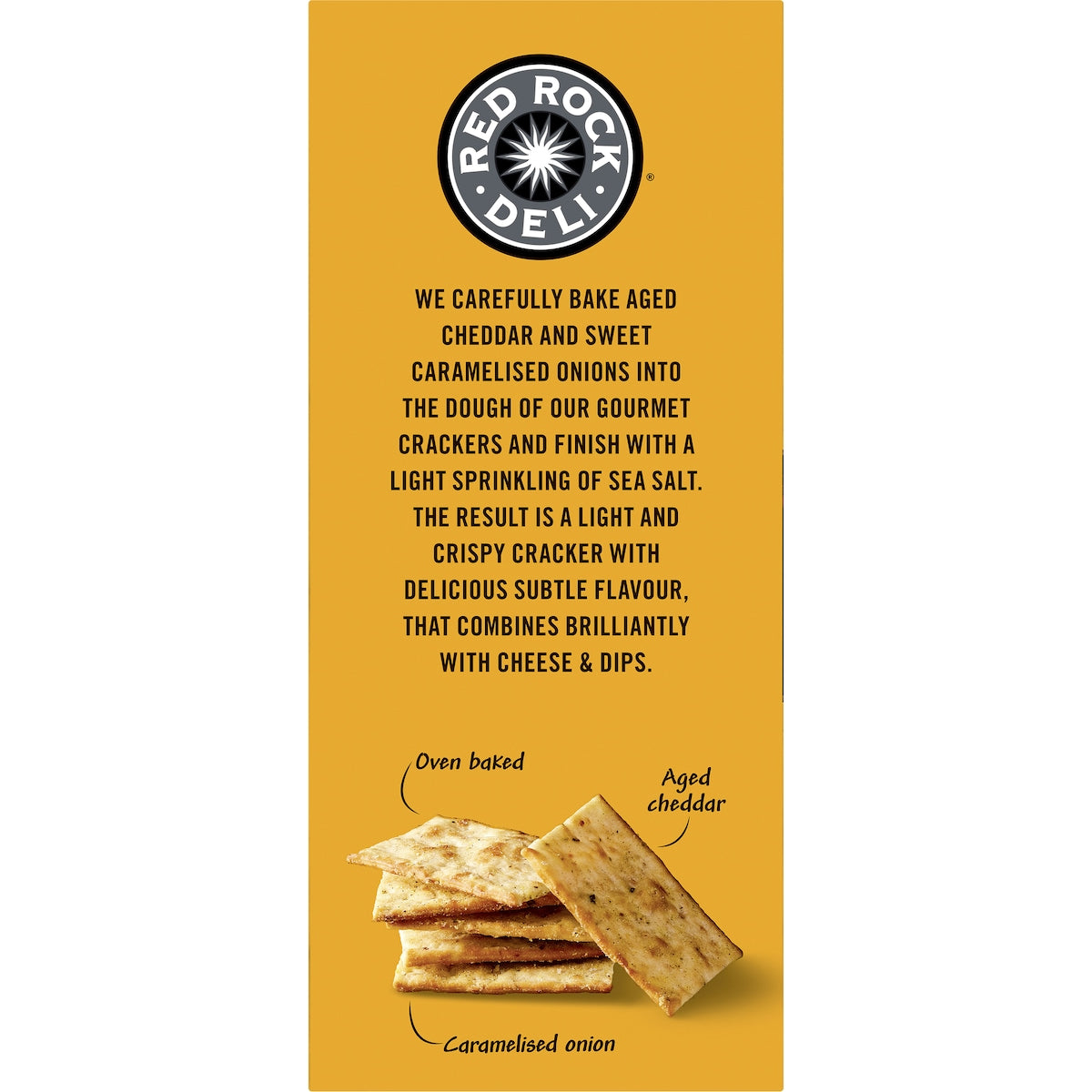 Red Rock Deli Gourmet Crackers Aged Cheddar & Caramelised Onion 130g