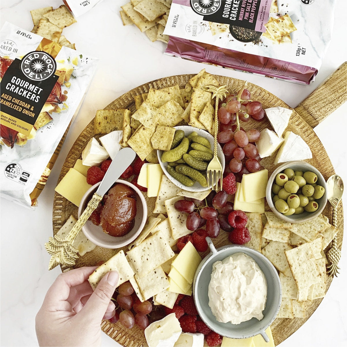 Red Rock Deli Gourmet Crackers Aged Cheddar & Caramelised Onion 130g