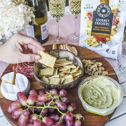 Red Rock Deli Gourmet Crackers Aged Cheddar & Caramelised Onion 130g