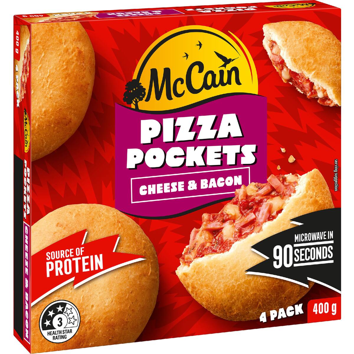 Mccain Pizza Pocket Snacks Cheese & Bacon 4 Pack