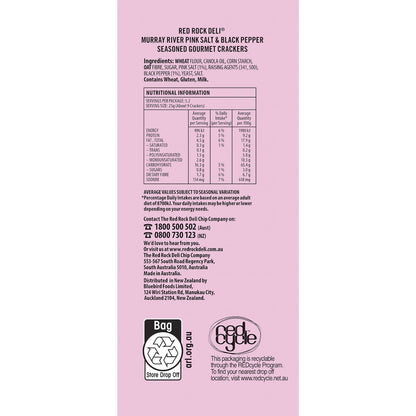 Red Rock Deli Gourmet Crackers Murray River Pink Salt & Black Pepper 130g
