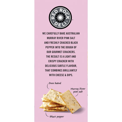 Red Rock Deli Gourmet Crackers Murray River Pink Salt & Black Pepper 130g