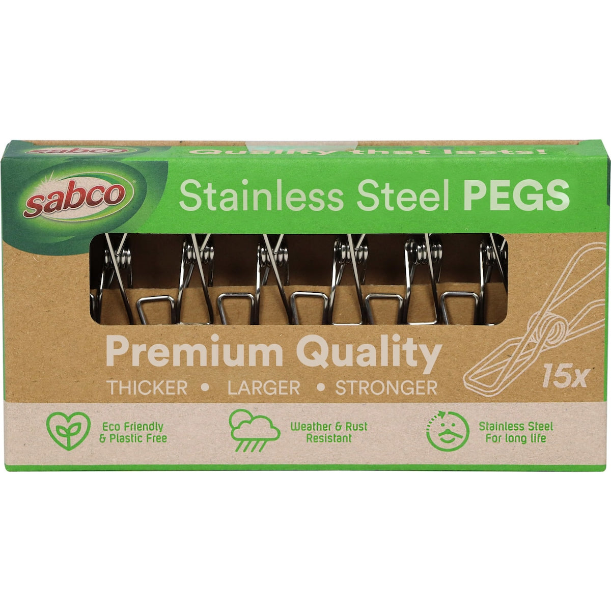 Sabco Stainless Steel Pegs 15 Pack