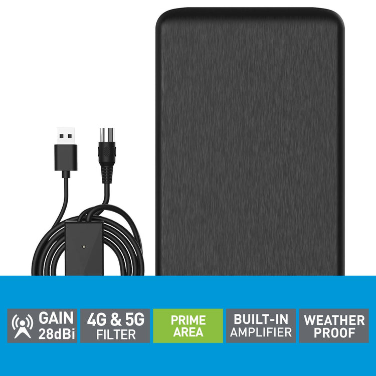 Antsig USB Powered Full HD Antenna with Built-in Amplifier Black