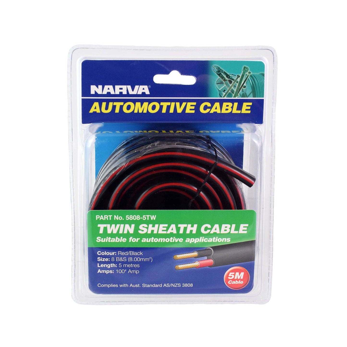 Narva Automotive Twin Sheath Cable - 100A - 5m - Red/Black