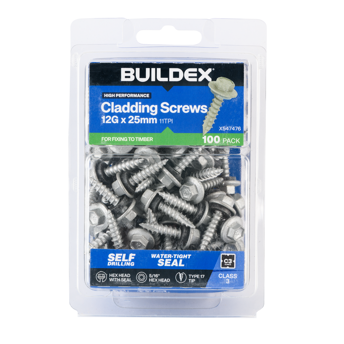 Buildex Cladding Screws - 12g x 25mm - 100 Pack