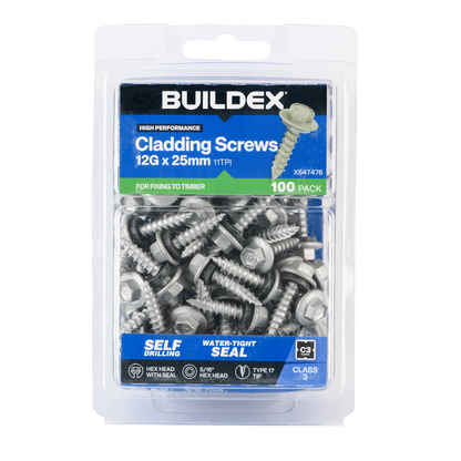 Buildex Cladding Screws - 12g x 25mm - 100 Pack