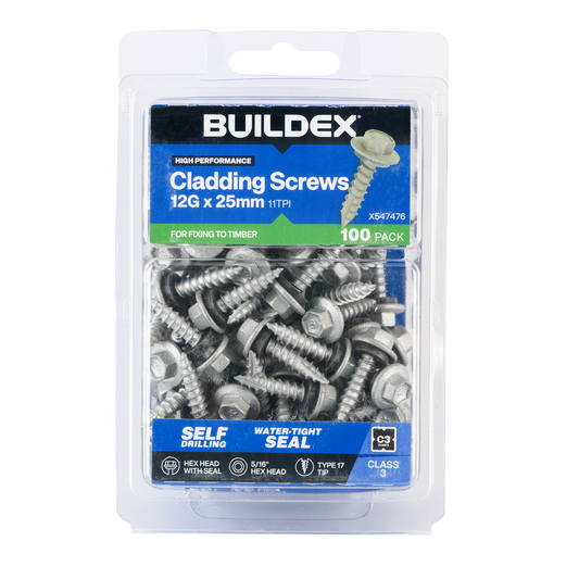 Buildex Cladding Screws - 12g x 25mm - 100 Pack
