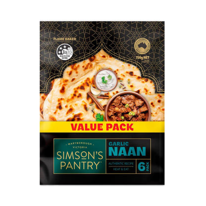 Simson's Pantry Garlic Naan Value 6 Pack - 750g