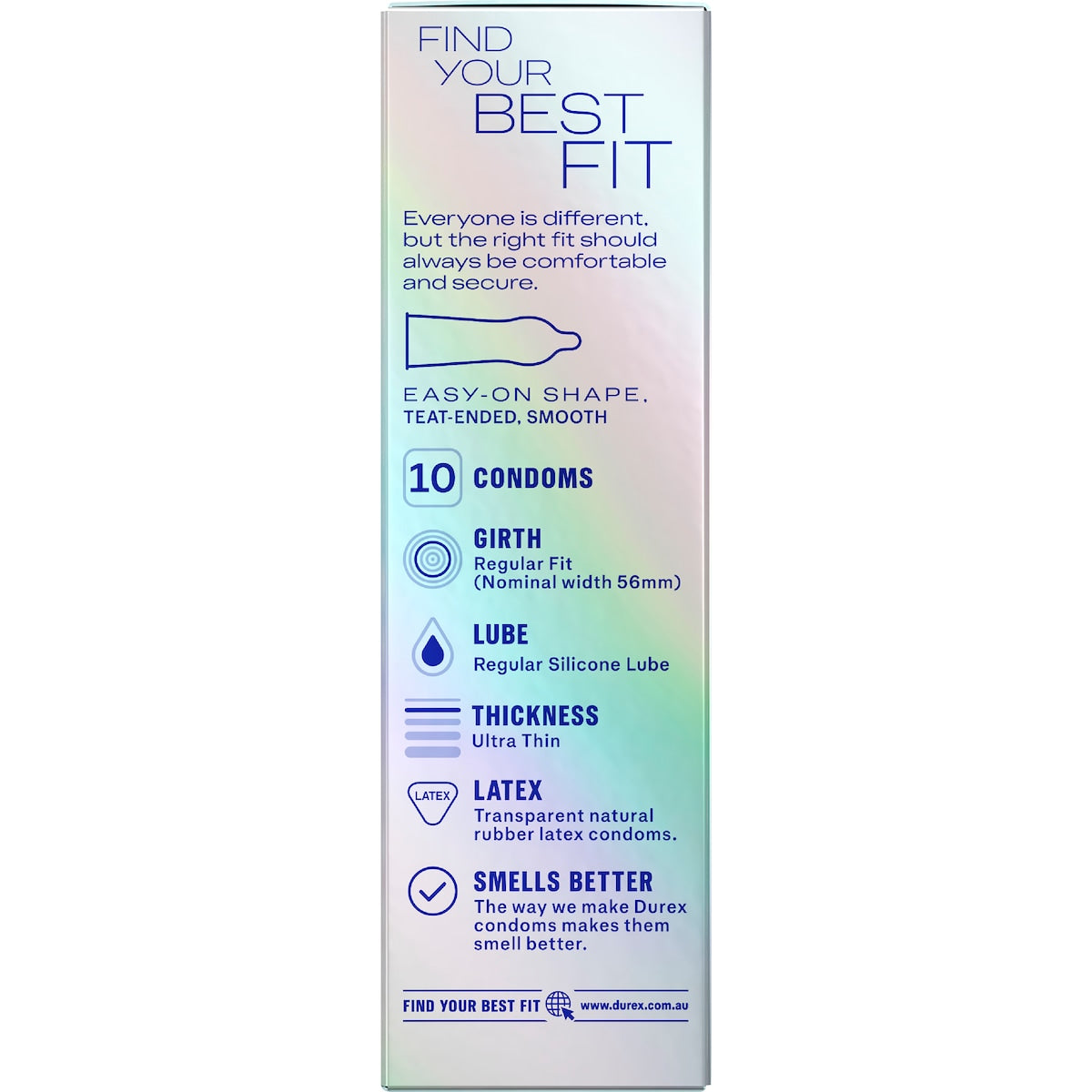 Durex Invisible Ultra Thin Regular Fit Condoms 10 Pack