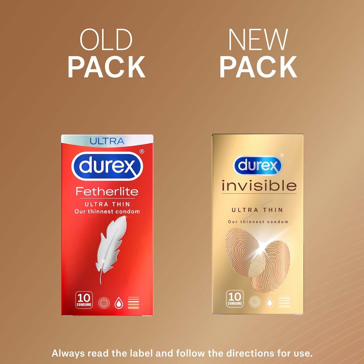 Durex Invisible Ultra Thin Regular Fit Condoms 10 Pack