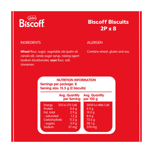 Lotus Biscoff Biscuits 8x2 Pack - 124g