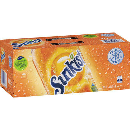 Sunkist Orange Soft Drink Cans 375ml X 10 Pack