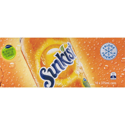Sunkist Orange Soft Drink Cans 375ml X 10 Pack