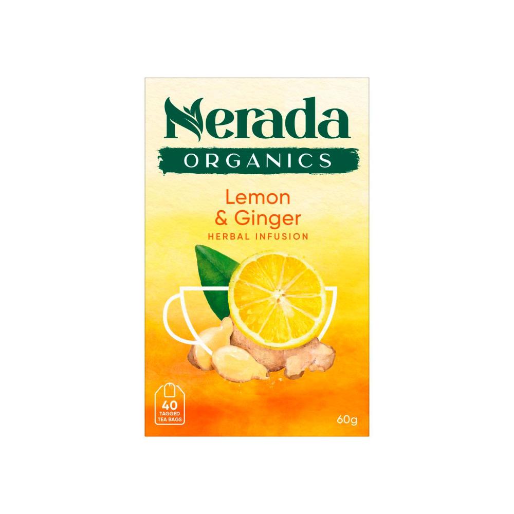Nerada Organic Lemon & Ginger Tea Bags 40 pack - 60g
