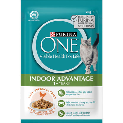 Purina One Adult Indoor With Chicken In Gravy Wet Cat Food 70g