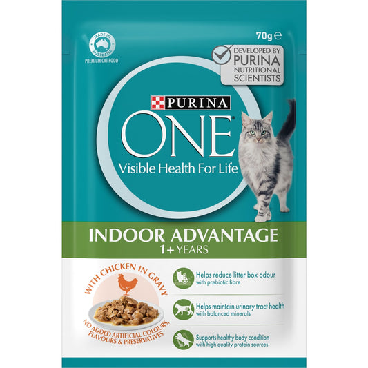 Purina One Adult Indoor With Chicken In Gravy Wet Cat Food 70g