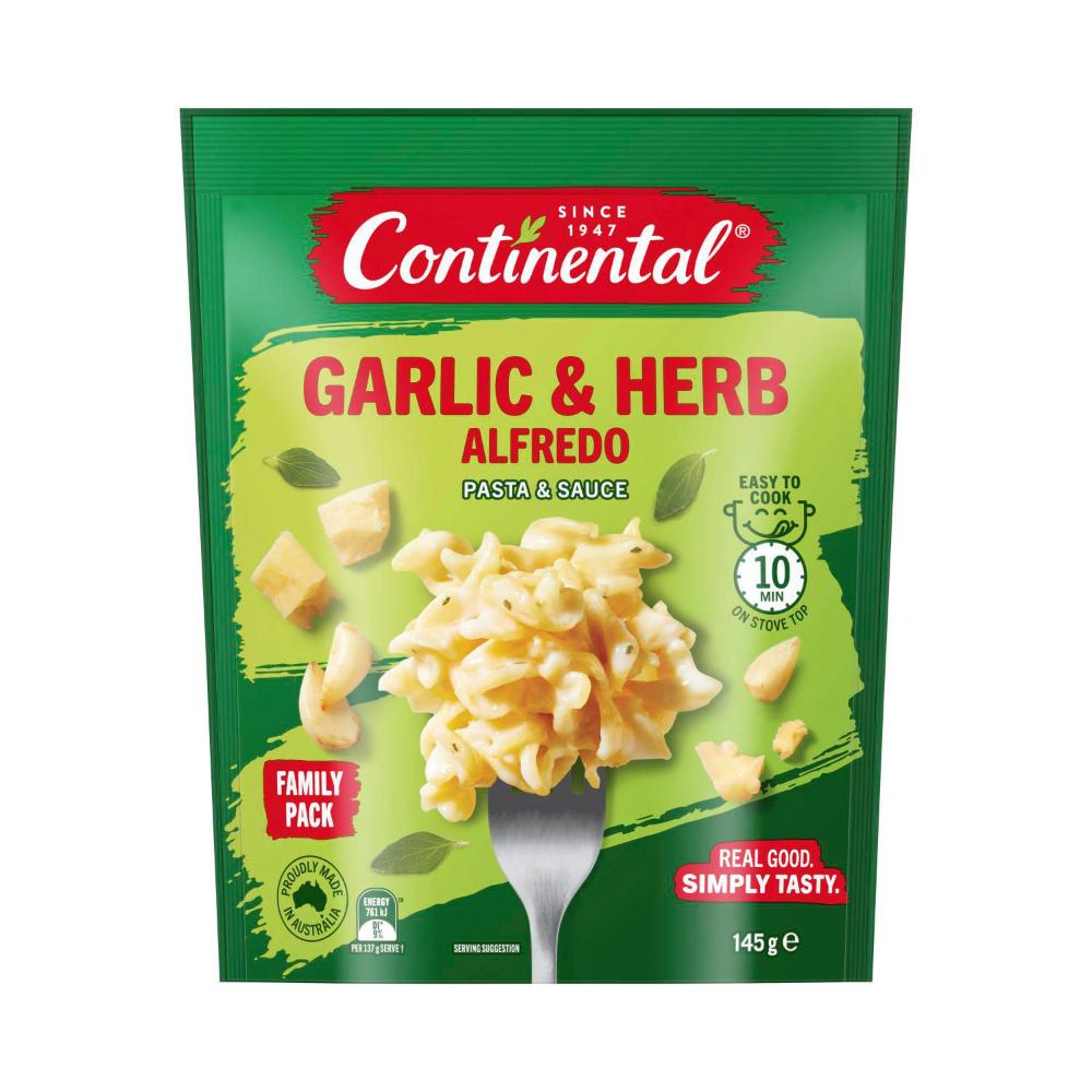 Continental Alfredo With Garlic & Herb Family Pasta & Sauce - 145g